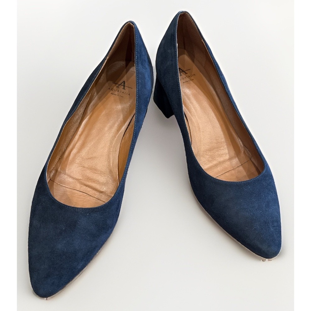 Aquatalia Women Pump Navy Suede Designer, Comfort Classic Old Money, Sz:8.5 M